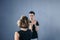 Young woman karate student with her trainer in gym. Taekwondo coach teaching adult woman in personal training. Two women