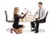 Young woman kneeling and proposing to her boyfriend