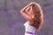 Young woman in lavender field