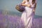 Young woman in lavender field