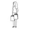 young woman lifting shopping bags character