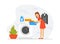 Young Woman Loading Clothes for Washing in Laundry Cartoon Vector Illustration
