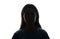 Young woman look ahead with flowing hair - horizontal silhouette