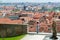 Young woman looking on the old town of Prague from the observati