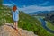 Young woman looking over Majestic Montenegro Landscape