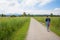 Young woman at loop road around chiemsee, bavaria