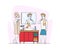 Young Woman and Man Stand front of Mirror and Brushing Teeth after Bath or Shower, Couple Characters Morning Procedure