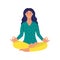 A young woman meditates in the lotus position