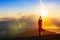 Young woman in a meditating yoga on the beautiful morning. healthy lifestyle.