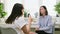 Young woman at mental therapy, talking to female psychologist