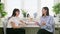 Young woman at mental therapy, talking to female psychologist