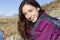 Young woman on a mountain trip