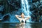 Young woman in natural pool of waterfall hidden in the tropical jungle with in Malaysia