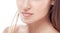 Young woman nose chin and shoulders portrait face with lips