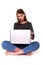 Young Woman with PC Crossed Arms E-commerce Stock Image