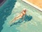 young woman person relaxation pool girl holiday swim summer water illustration. Generative AI.