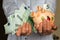 Young woman with piggy bank and euro banknotes