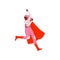 Young Woman in Pink Superhero Costume and Red Cape, Super Girl Character Vector Illustration