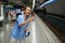 Young woman portrait inside metro subway