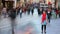 Young woman posing, busy street, people walking around, HD