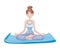 Young woman practice yoga, sitting in the Lotus position on the Mat. Meditation. Active lifestyle and sport activities