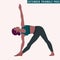 Young woman practicing Extended Triangle Pose . Utthita Trikonasana Yoga pose. Woman workout fitness, aerobic and exercises. Vecto