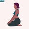 Young woman practicing HERO/ Virasana Yoga pose. Woman workout fitness, aerobic and exercises. Vector Illustration.