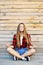 Young woman practicing meditation outdoor