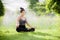 Young woman practicing yoga Everyday Yoga helps in concentration