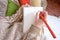 Young woman preparing to write a letter to Santa.