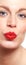 Young woman puckering lips