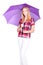 Young woman with purple umbrella