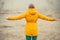 Young Woman with raised hands enjoying outdoor