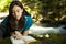 Young woman reading bible