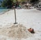 Young woman reaxing on the beach at exotic resort