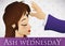 Young Woman Receiving the Ash Cross on Ash Wednesday, Vector Illustration
