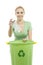 Young woman recycling