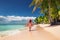 Young woman relaxing on the islands beach