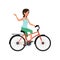Young woman riding a bike and waving her hand, active lifestyle concept vector Illustrations on a white background
