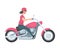 Young Woman Riding Motorcycle, Side View of Girl Biker Character in Helmet Driving Chopper Cartoon Style Vector