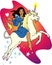 Young woman riding a unicorn