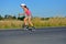 Young woman rollerskating