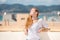 Young woman on a rooftop terrace