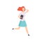 Young woman running to work, businesswoman character is late for work vector Illustration on a white background