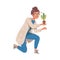 Young Woman Scientist in Laboratory Coat Holding Plant in Pot Studying Biology and Vegetation Taking Care of Nature and