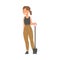 Young Woman with Shovel Working in the Garden or Yard Vector Illustration