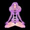 Young woman sits in lotus yoga position. Triple moon and stars inside girl. Free mind concept. Vector illustration