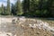 Young woman sits in a natural hot springs in Idaho - Sacajawea H