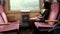 Young woman sitting in train