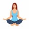 Young woman sitting in yoga lotus pose. Meditating girl illustration. Yoga woman, meditation, anti-stress people.